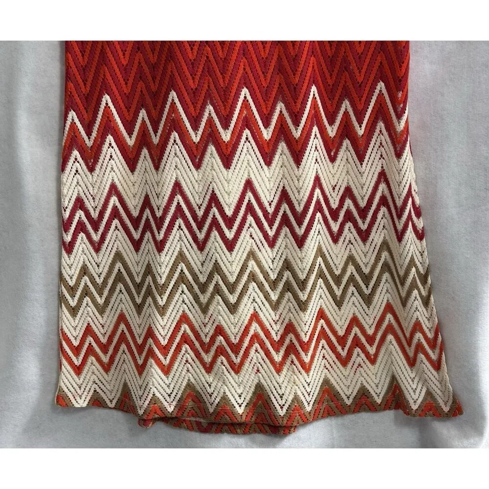 SANCTUARY Women Maxi Crochet Dress‎ Sleeveless Chevron Sz L Multicolor Boho 29-9
